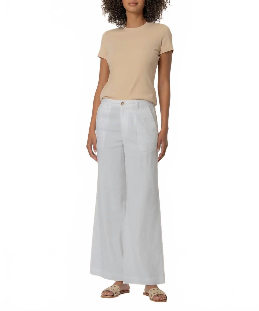NEW KUT FROM THE KLOTH meg high rise wide straight leg pants in white